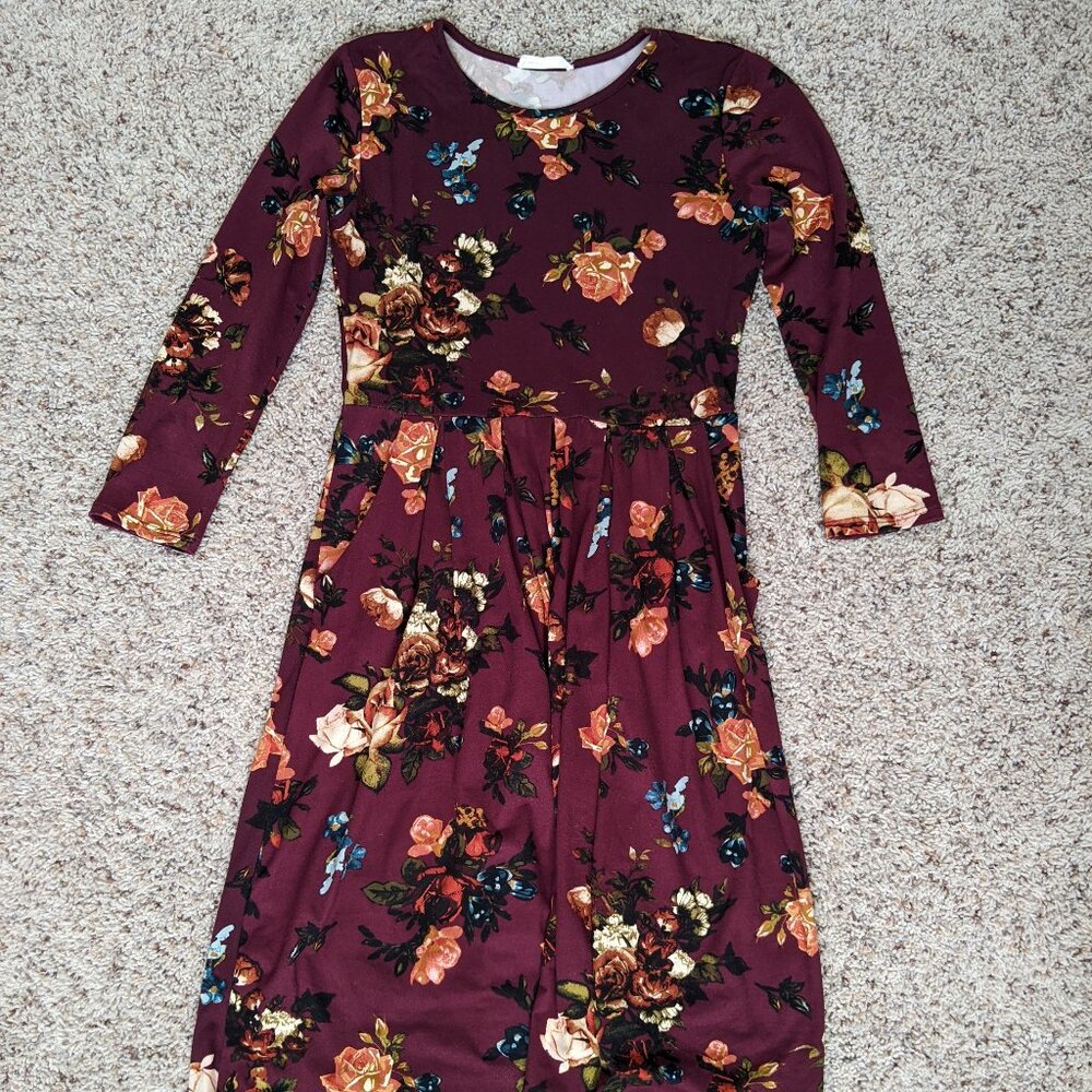 Burgundy Floral Dress